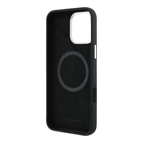 Mercedes для iPhone 16 Pro чехол Liquid silicone Wood Imitation Metal cam Hard Black (MagSafe)