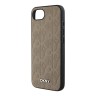 DKNY для iPhone 16e чехол PU Grid pattern Metal logo Hard Beige (MagSafe)