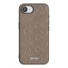 DKNY для iPhone 16e чехол PU Grid pattern Metal logo Hard Beige (MagSafe)