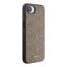 DKNY для iPhone 16e чехол PU Grid pattern Metal logo Hard Beige (MagSafe)