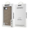 DKNY для iPhone 16e чехол PU Grid pattern Metal logo Hard Beige (MagSafe)