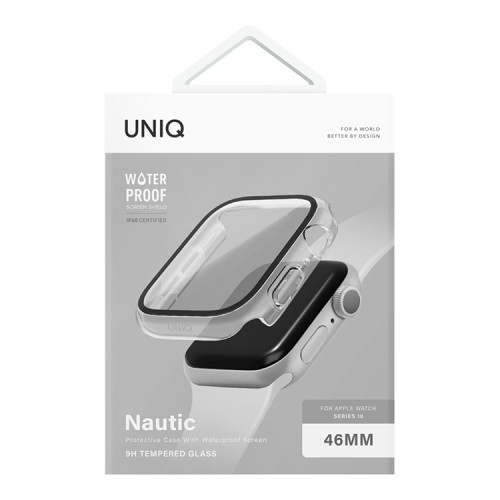 Uniq для Apple Watch 46 mm чехол Nautic +9H glass Water-resistant IP68 Clear