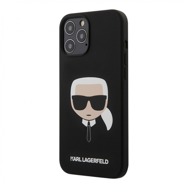 Чехол Karl Lagerfeld Liquid silicone Karl's Head для iPhone 12 | 12 Pro, черный