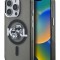 Karl Lagerfeld для iPhone 15 Pro Max чехол PC/TPU Sketch Karl&Choupette Glitter Black (MagSafe)
