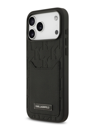 Karl Lagerfeld для iPhone 17 Pro чехол Cardslot PU Grained Monogram with Pocket Hard Black