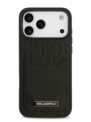Karl Lagerfeld для iPhone 17 Pro чехол Cardslot PU Grained Monogram with Pocket Hard Black