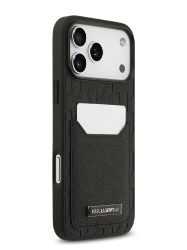 Karl Lagerfeld для iPhone 17 Pro чехол Cardslot PU Grained Monogram with Pocket Hard Black