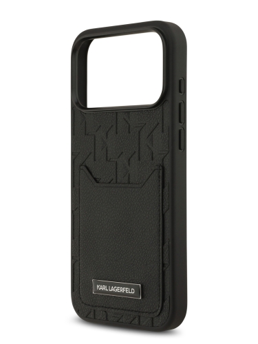 Karl Lagerfeld для iPhone 17 Pro чехол Cardslot PU Grained Monogram with Pocket Hard Black