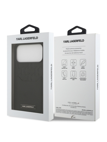 Karl Lagerfeld для iPhone 17 Pro чехол Cardslot PU Grained Monogram with Pocket Hard Black