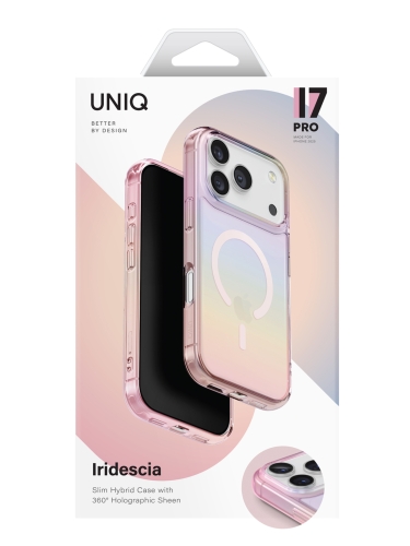 Uniq для iPhone 17 Pro чехол Iridescia (holographic) Pink Prism (Magsafe)