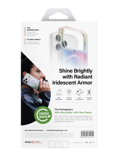 Uniq для iPhone 17 Pro чехол Iridescia (holographic) Pink Prism (Magsafe)