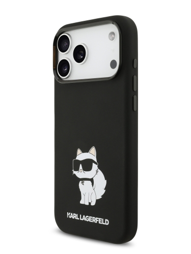 Karl Lagerfeld для iPhone 17 Pro Max чехол Liquid silicone NFT Choupette Metal Cam Hard Black (MagSafe)