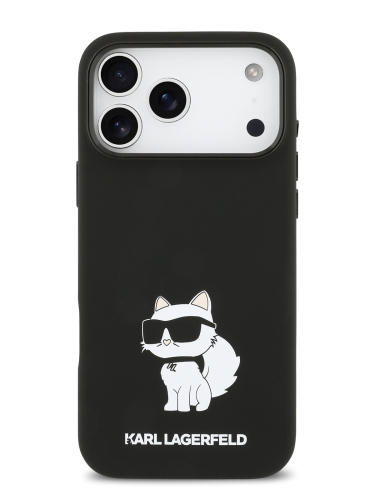 Karl Lagerfeld для iPhone 17 Pro Max чехол Liquid silicone NFT Choupette Metal Cam Hard Black (MagSafe)