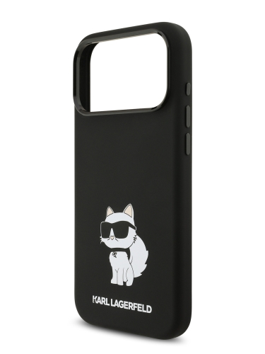 Karl Lagerfeld для iPhone 17 Pro Max чехол Liquid silicone NFT Choupette Metal Cam Hard Black (MagSafe)