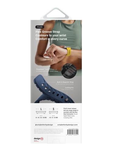 Uniq для Apple Watch 49-40 mm ремешок FLUO Silicone Rubber Marine Blue