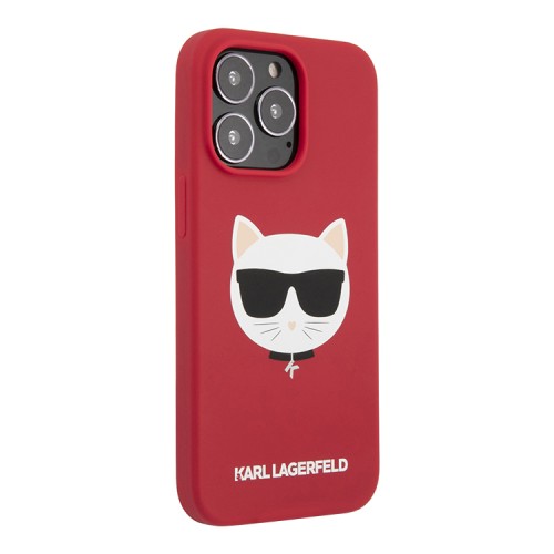 Чехол Karl Lagerfeld Liquid silicone Choupette Hard для iPhone 13 Pro, красный