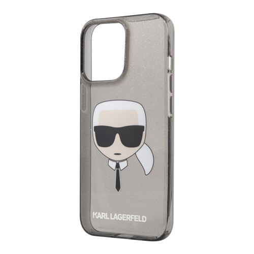 Чехол Karl Lagerfeld TPU Glitters Karl's head Hard для iPhone 13 Pro Max, черный