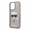 Чехол Karl Lagerfeld TPU Glitters Karl's head Hard для iPhone 13 Pro Max, черный