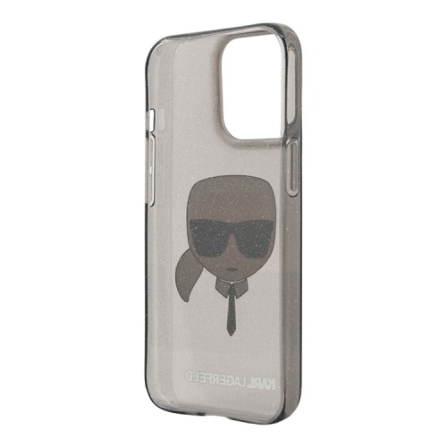 Чехол Karl Lagerfeld TPU Glitters Karl's head Hard для iPhone 13 Pro Max, черный