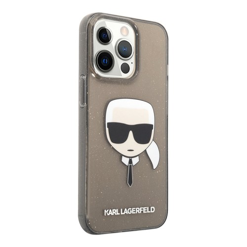 Чехол Karl Lagerfeld TPU Glitters Karl's head Hard для iPhone 13 Pro Max, черный