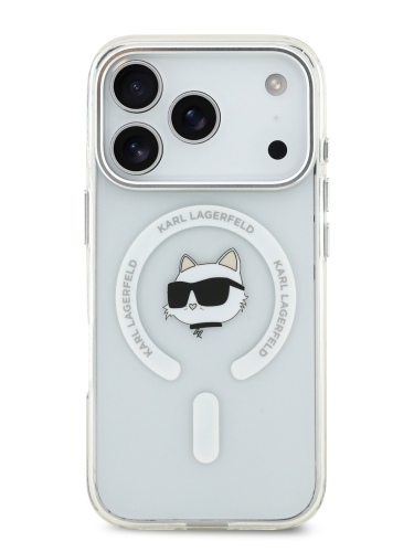 Karl Lagerfeld для iPhone 17 Pro чехол IML NFT Choupette Head Metal camera Hard White (MagSafe)