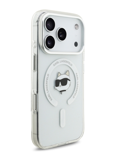 Karl Lagerfeld для iPhone 17 Pro чехол IML NFT Choupette Head Metal camera Hard White (MagSafe)