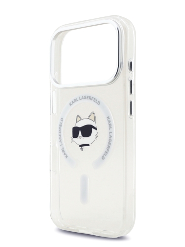 Karl Lagerfeld для iPhone 17 Pro чехол IML NFT Choupette Head Metal camera Hard White (MagSafe)