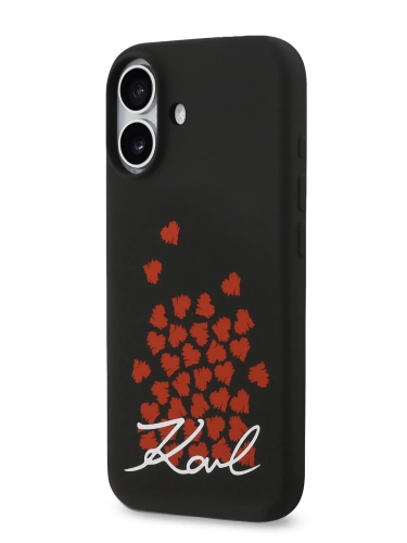 Karl Lagerfeld для iPhone 17 чехол Liquid Silicone Hearts Hard Black (MagSafe)