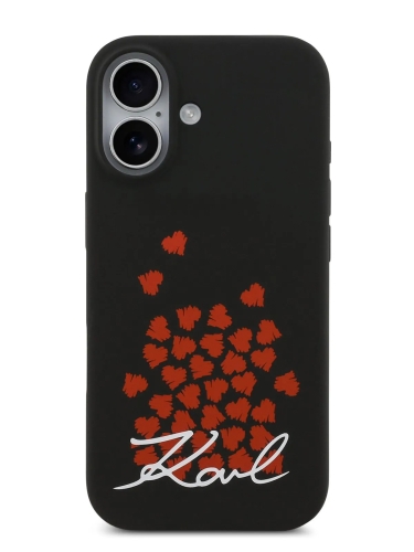 Karl Lagerfeld для iPhone 17 чехол Liquid Silicone Hearts Hard Black (MagSafe)