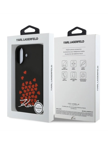 Karl Lagerfeld для iPhone 17 чехол Liquid Silicone Hearts Hard Black (MagSafe)