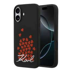 Karl Lagerfeld для iPhone 17 чехол Liquid Silicone Hearts Hard Black (MagSafe)