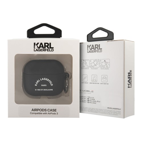 Чехол Karl Lagerfeld Silicone case with ring RSG logo для Airpods 3 (2021), черный