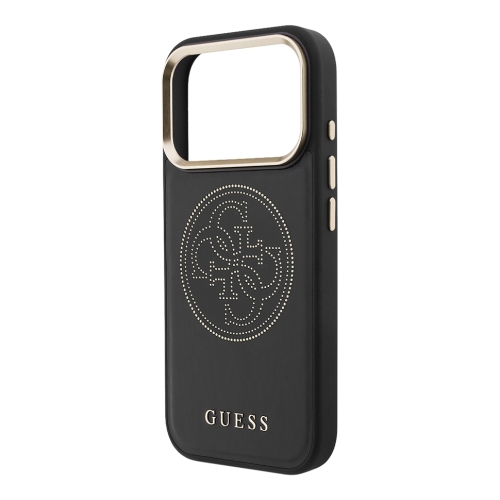 Guess для iPhone 17 Pro Max чехол PU with Perforated 4G logo Metal camera Hard Black (MagSafe)