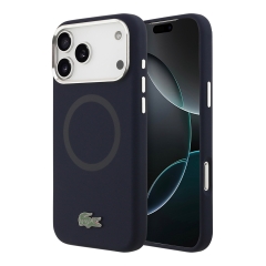 Lacoste для iPhone 17 Pro чехол Liquid silicone Lacquer Metal logo & Camera Hard Navy (MagSafe)