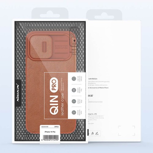 Чехол Nillkin Qin Pro для iPhone 14 Pro, коричневый