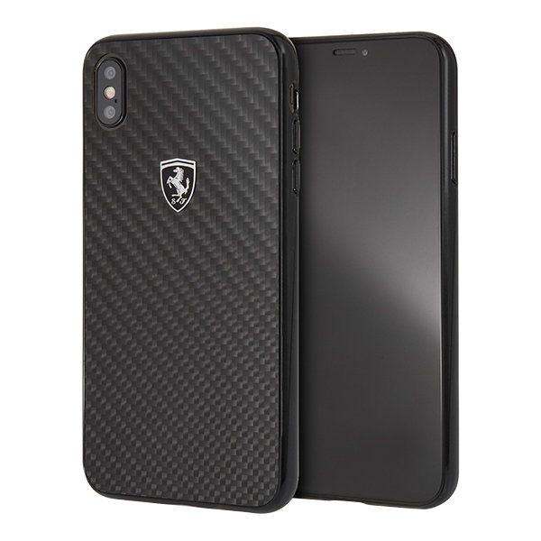 Чехол Ferrari Heritage Real Carbon Hard для iPhone XS Max, черный