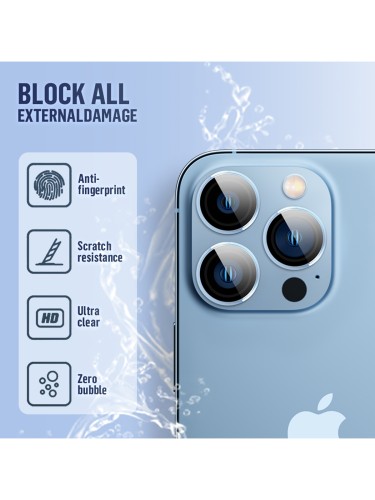 BLUEO Camera Lens PVD stainless steel для камеры iPhone 13 Pro | 13 Pro Max, Blue (3 шт +installer)