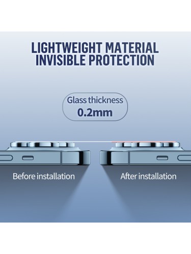 BLUEO Camera Lens PVD stainless steel для камеры iPhone 13 Pro | 13 Pro Max, Blue (3 шт +installer)