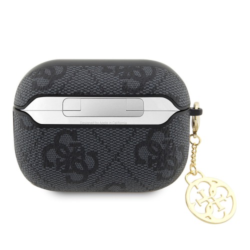 Чехол Guess PU leather 4G with metal logo and Heart charm для Airpods Pro 2, черный