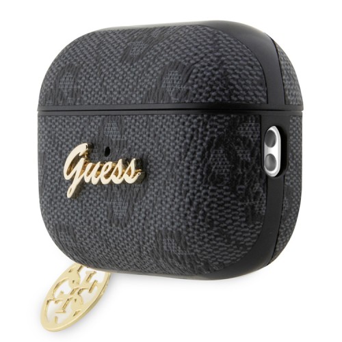 Чехол Guess PU leather 4G with metal logo and Heart charm для Airpods Pro 2, черный