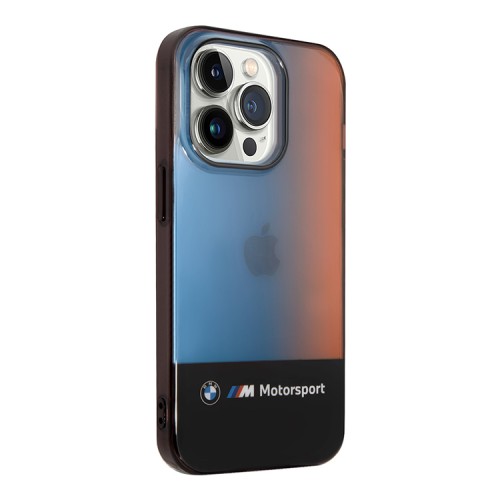 Чехол BMW Motorsport Tricolor Middle Hard для iPhone 14 Pro Max, черный