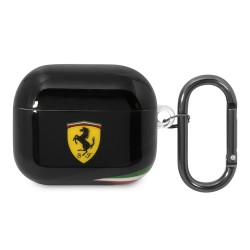Чехол Ferrari Italian flag с карабином для AirPods 3 (2021), черный