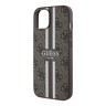 Чехол Guess PU 4G Stripes Hard для iPhone 14, коричневый (MagSafe)