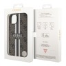 Чехол Guess PU 4G Stripes Hard для iPhone 14, коричневый (MagSafe)