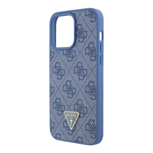 Guess для iPhone 15 Pro Max чехол PU 4G Triangle Diamond metal logo Hard Blue