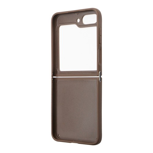 Guess для Galaxy Z Flip 5 чехол PU 4G Triangle Diamond metal logo Hard Brown