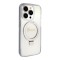 Guess для iPhone 15 Pro Max чехол PC/TPU Script logo + Ring stand Hard Glitter прозрачный (MagSafe)
