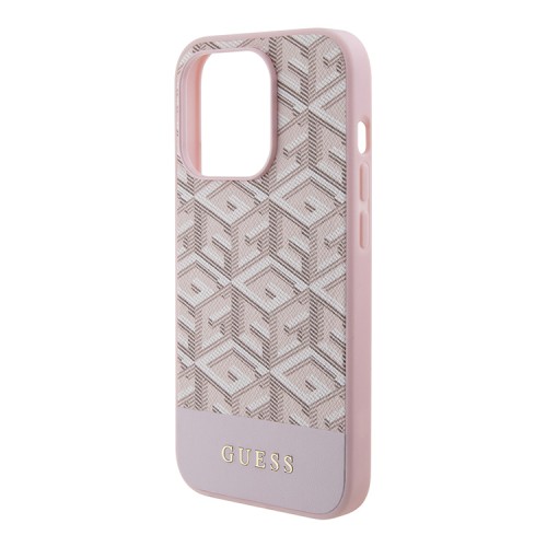 Guess для iPhone 15 Pro чехол PU G CUBE Hard Pink (MagSafe)