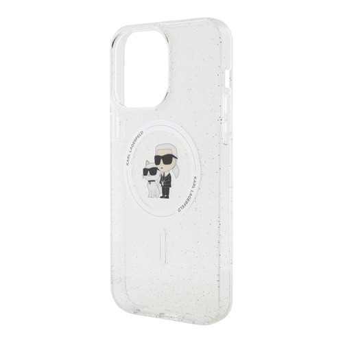 Lagerfeld для iPhone 15 Pro Max чехол PC/TPU NFT Karl & Choupette Hard Glitter Transp (MagSafe)