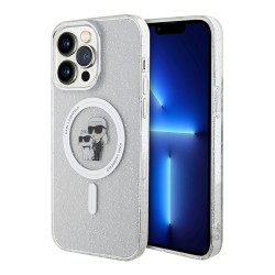 Lagerfeld для iPhone 15 Pro Max чехол PC/TPU NFT Karl & Choupette Hard Glitter Transp (MagSafe)